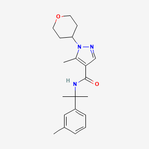 5-methyl-N-[2-(3-methylphenyl)propan-2-yl]-1-(oxan-4-yl)pyrazole-4-carboxamide