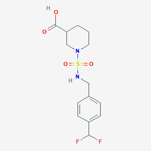 molecular formula C14H18F2N2O4S B7443446 1-[[4-(Difluoromethyl)phenyl]methylsulfamoyl]piperidine-3-carboxylic acid 