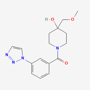 molecular formula C16H20N4O3 B7443465 [4-Hydroxy-4-(methoxymethyl)piperidin-1-yl]-[3-(triazol-1-yl)phenyl]methanone 