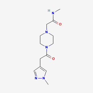 molecular formula C13H21N5O2 B7443515 N-methyl-2-[4-[2-(1-methylpyrazol-4-yl)acetyl]piperazin-1-yl]acetamide 