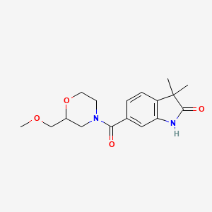 6-[2-(methoxymethyl)morpholine-4-carbonyl]-3,3-dimethyl-1H-indol-2-one