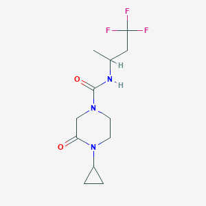 molecular formula C12H18F3N3O2 B7443570 4-cyclopropyl-3-oxo-N-(4,4,4-trifluorobutan-2-yl)piperazine-1-carboxamide 