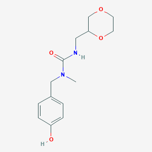 3-(1,4-Dioxan-2-ylmethyl)-1-[(4-hydroxyphenyl)methyl]-1-methylurea