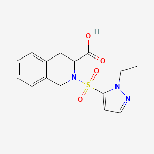 molecular formula C15H17N3O4S B7443620 2-(2-ethylpyrazol-3-yl)sulfonyl-3,4-dihydro-1H-isoquinoline-3-carboxylic acid 