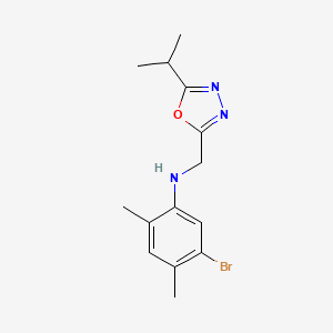 molecular formula C14H18BrN3O B7443640 5-bromo-2,4-dimethyl-N-[(5-propan-2-yl-1,3,4-oxadiazol-2-yl)methyl]aniline 