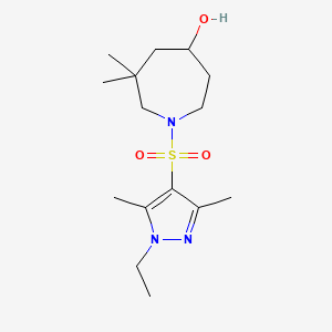 molecular formula C15H27N3O3S B7443657 1-(1-Ethyl-3,5-dimethylpyrazol-4-yl)sulfonyl-6,6-dimethylazepan-4-ol 