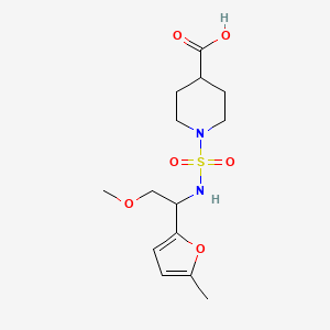 1-[[2-Methoxy-1-(5-methylfuran-2-yl)ethyl]sulfamoyl]piperidine-4-carboxylic acid