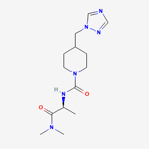 molecular formula C14H24N6O2 B7443725 N-[(2S)-1-(dimethylamino)-1-oxopropan-2-yl]-4-(1,2,4-triazol-1-ylmethyl)piperidine-1-carboxamide 