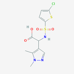 2-[(5-Chlorothiophen-2-yl)sulfonylamino]-2-(1,5-dimethylpyrazol-4-yl)acetic acid