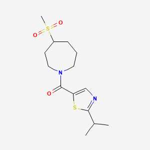 (4-Methylsulfonylazepan-1-yl)-(2-propan-2-yl-1,3-thiazol-5-yl)methanone