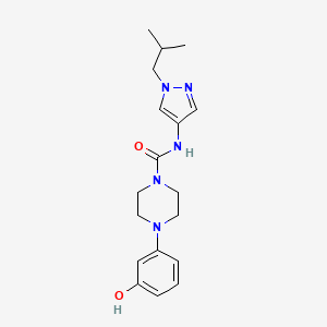 molecular formula C18H25N5O2 B7443761 4-(3-hydroxyphenyl)-N-[1-(2-methylpropyl)pyrazol-4-yl]piperazine-1-carboxamide 