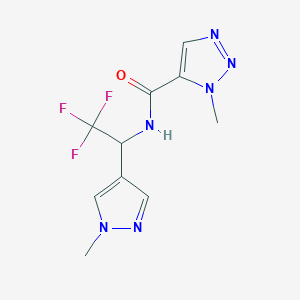 molecular formula C10H11F3N6O B7443783 3-methyl-N-[2,2,2-trifluoro-1-(1-methylpyrazol-4-yl)ethyl]triazole-4-carboxamide 