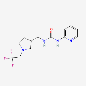 molecular formula C13H17F3N4O B7443791 1-Pyridin-2-yl-3-[[1-(2,2,2-trifluoroethyl)pyrrolidin-3-yl]methyl]urea 