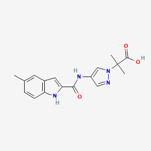 molecular formula C17H18N4O3 B7443827 2-methyl-2-[4-[(5-methyl-1H-indole-2-carbonyl)amino]pyrazol-1-yl]propanoic acid 