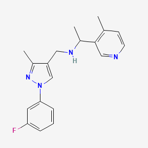 molecular formula C19H21FN4 B7443837 N-[[1-(3-fluorophenyl)-3-methylpyrazol-4-yl]methyl]-1-(4-methylpyridin-3-yl)ethanamine 