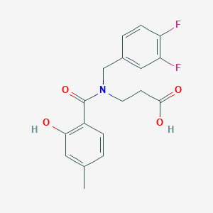 molecular formula C18H17F2NO4 B7443868 3-[(3,4-Difluorophenyl)methyl-(2-hydroxy-4-methylbenzoyl)amino]propanoic acid 