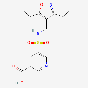 molecular formula C14H17N3O5S B7443947 5-[(3,5-Diethyl-1,2-oxazol-4-yl)methylsulfamoyl]pyridine-3-carboxylic acid 