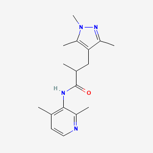 molecular formula C17H24N4O B7443965 N-(2,4-dimethylpyridin-3-yl)-2-methyl-3-(1,3,5-trimethylpyrazol-4-yl)propanamide 