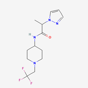 molecular formula C13H19F3N4O B7443981 2-pyrazol-1-yl-N-[1-(2,2,2-trifluoroethyl)piperidin-4-yl]propanamide 