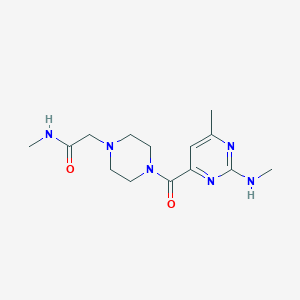 molecular formula C14H22N6O2 B7443999 N-methyl-2-[4-[6-methyl-2-(methylamino)pyrimidine-4-carbonyl]piperazin-1-yl]acetamide 