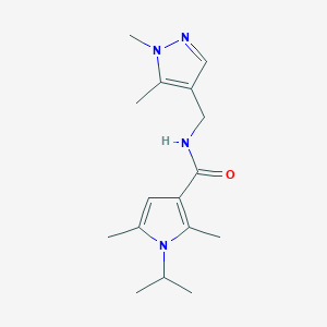 molecular formula C16H24N4O B7444025 N-[(1,5-dimethylpyrazol-4-yl)methyl]-2,5-dimethyl-1-propan-2-ylpyrrole-3-carboxamide 