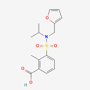 molecular formula C16H19NO5S B7444029 3-[Furan-2-ylmethyl(propan-2-yl)sulfamoyl]-2-methylbenzoic acid 