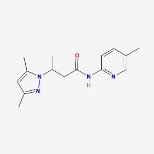 molecular formula C15H20N4O B7444032 3-(3,5-dimethylpyrazol-1-yl)-N-(5-methylpyridin-2-yl)butanamide 