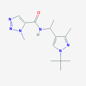 molecular formula C14H22N6O B7444091 N-[1-(1-tert-butyl-3-methylpyrazol-4-yl)ethyl]-3-methyltriazole-4-carboxamide 