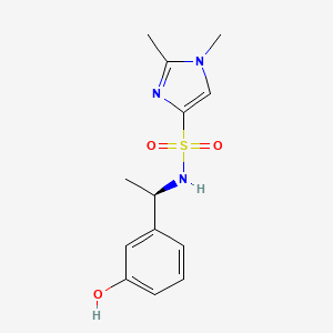 molecular formula C13H17N3O3S B7444117 N-[(1R)-1-(3-hydroxyphenyl)ethyl]-1,2-dimethylimidazole-4-sulfonamide 