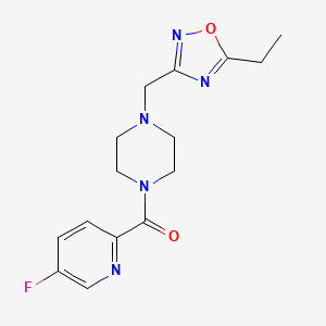 molecular formula C15H18FN5O2 B7444140 [4-[(5-Ethyl-1,2,4-oxadiazol-3-yl)methyl]piperazin-1-yl]-(5-fluoropyridin-2-yl)methanone 