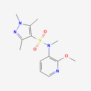 molecular formula C13H18N4O3S B7444150 N-(2-methoxypyridin-3-yl)-N,1,3,5-tetramethylpyrazole-4-sulfonamide 