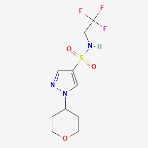 molecular formula C10H14F3N3O3S B7444158 1-(oxan-4-yl)-N-(2,2,2-trifluoroethyl)pyrazole-4-sulfonamide 