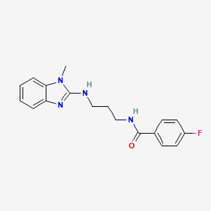 molecular formula C18H19FN4O B7444234 4-fluoro-N-[3-[(1-methylbenzimidazol-2-yl)amino]propyl]benzamide 