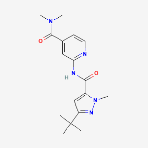 molecular formula C17H23N5O2 B7444246 2-[(5-tert-butyl-2-methylpyrazole-3-carbonyl)amino]-N,N-dimethylpyridine-4-carboxamide 