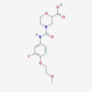 molecular formula C15H19FN2O6 B7444261 4-[[3-Fluoro-4-(2-methoxyethoxy)phenyl]carbamoyl]morpholine-2-carboxylic acid 