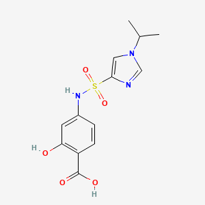 molecular formula C13H15N3O5S B7444340 2-Hydroxy-4-[(1-propan-2-ylimidazol-4-yl)sulfonylamino]benzoic acid 