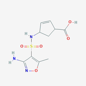 molecular formula C10H13N3O5S B7444346 4-[(3-Amino-5-methyl-1,2-oxazol-4-yl)sulfonylamino]cyclopent-2-ene-1-carboxylic acid 