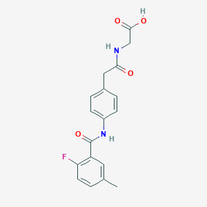 molecular formula C18H17FN2O4 B7444351 2-[[2-[4-[(2-Fluoro-5-methylbenzoyl)amino]phenyl]acetyl]amino]acetic acid 