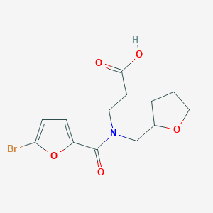 molecular formula C13H16BrNO5 B7444355 3-[(5-Bromofuran-2-carbonyl)-(oxolan-2-ylmethyl)amino]propanoic acid 