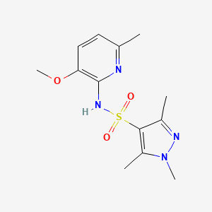 molecular formula C13H18N4O3S B7444364 N-(3-methoxy-6-methylpyridin-2-yl)-1,3,5-trimethylpyrazole-4-sulfonamide 