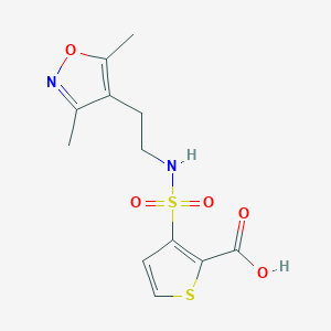 molecular formula C12H14N2O5S2 B7444378 3-[2-(3,5-Dimethyl-1,2-oxazol-4-yl)ethylsulfamoyl]thiophene-2-carboxylic acid 