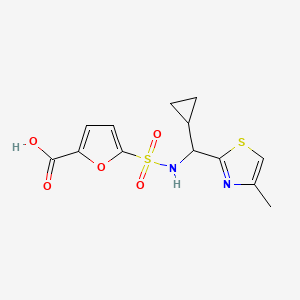 molecular formula C13H14N2O5S2 B7444381 5-[[Cyclopropyl-(4-methyl-1,3-thiazol-2-yl)methyl]sulfamoyl]furan-2-carboxylic acid 