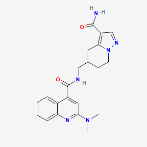 molecular formula C21H24N6O2 B7444401 N-[(3-carbamoyl-4,5,6,7-tetrahydropyrazolo[1,5-a]pyridin-5-yl)methyl]-2-(dimethylamino)quinoline-4-carboxamide 