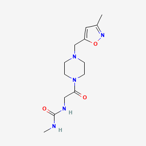 molecular formula C13H21N5O3 B7444407 1-Methyl-3-[2-[4-[(3-methyl-1,2-oxazol-5-yl)methyl]piperazin-1-yl]-2-oxoethyl]urea 