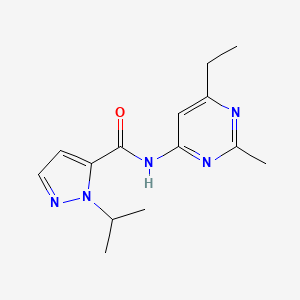 molecular formula C14H19N5O B7444417 N-(6-ethyl-2-methylpyrimidin-4-yl)-2-propan-2-ylpyrazole-3-carboxamide 