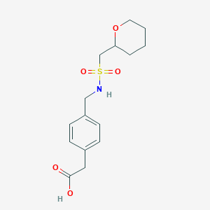 molecular formula C15H21NO5S B7444424 2-[4-[(Oxan-2-ylmethylsulfonylamino)methyl]phenyl]acetic acid 