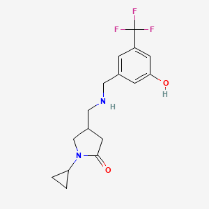 molecular formula C16H19F3N2O2 B7444432 1-Cyclopropyl-4-[[[3-hydroxy-5-(trifluoromethyl)phenyl]methylamino]methyl]pyrrolidin-2-one 