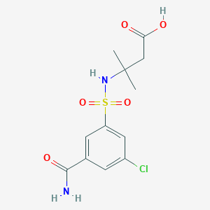 molecular formula C12H15ClN2O5S B7444449 3-[(3-Carbamoyl-5-chlorophenyl)sulfonylamino]-3-methylbutanoic acid 