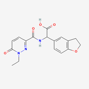 molecular formula C17H17N3O5 B7444471 2-(2,3-Dihydro-1-benzofuran-5-yl)-2-[(1-ethyl-6-oxopyridazine-3-carbonyl)amino]acetic acid 