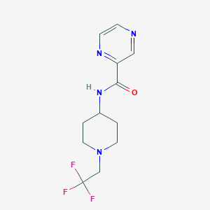 molecular formula C12H15F3N4O B7444482 N-[1-(2,2,2-trifluoroethyl)piperidin-4-yl]pyrazine-2-carboxamide 